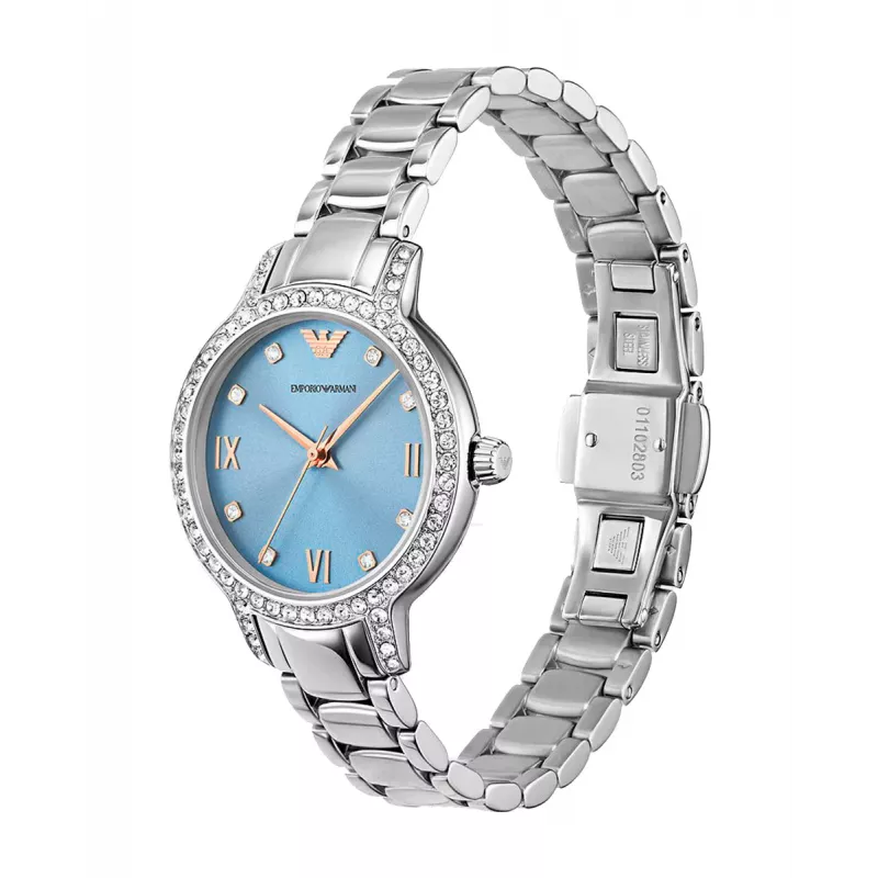 ARMANI dameshorloge AR11585 RVS quartz horloge 32mm zilveren wijzerplaat
