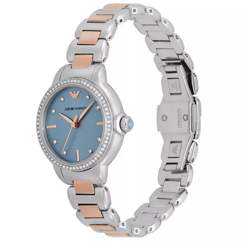 ARMANI dames horloge AR11597 32mm roestvrij staal zilverkleurige wijzerplaat Milanese mesh-armband
