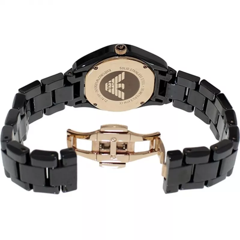 ARMANI dameshorloge AR1412 quartz chronograaf 35mm zwart keramiek