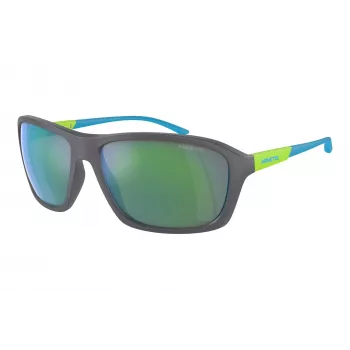 ARNETTE AN4329-28538N unisex zonnebril, rechthoekig, mat zwart montuur, donkergrijze glazen, 63/17/130 mm