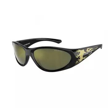 Arnette AN4342-29476R unisex zonnebril, mat zwart montuur, donkergrijze gespiegelde zilveren glazen, 62 mm glasbreedte