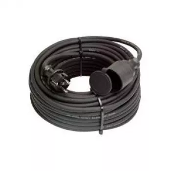 AS Schwabe 60384 25m H07RN-F rubber verlengkabel met Schuko-stekker en -koppeling, zwart, IP44, 16A