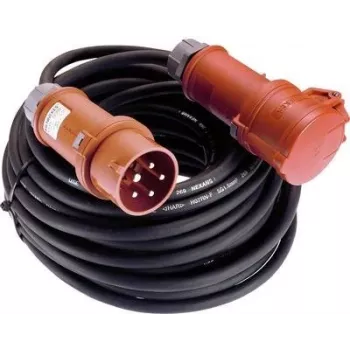AS SCHWABE 60566 10 m CEE 400V 16A 5-polige rubberen verlengkabel met fasewisselaar, zwart