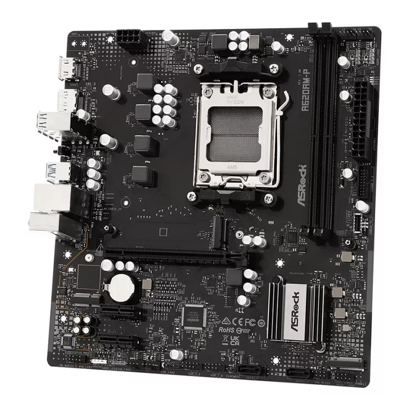 ASRock A620AM-P AMD A620 AM5 Micro ATX moederbord (DDR5, HDMI, DisplayPort, M.2)