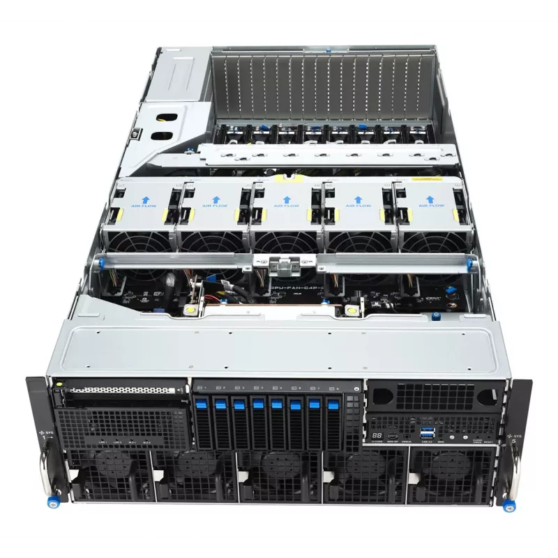 ASUS ESC8000A-E13X 4U rack serverplatform AMD EPYC 9005 8xNVMe 2xM.2 2x10GbE 8xQSFP IPMI R3200W