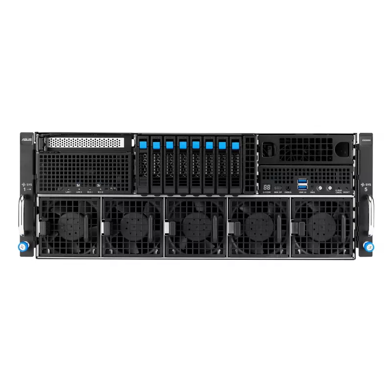 ASUS ESC8000A-E13X 4U rack serverplatform AMD EPYC 9005 8xNVMe 2xM.2 2x10GbE 8xQSFP IPMI R3200W