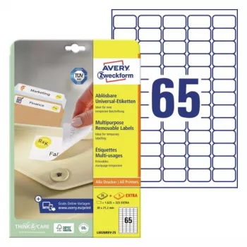 AVERY Zweckform ProNature verwijderbare multifunctionele etiketten 38,1 x 21,2 mm wit - 1750 etiketten (L6026REV-25)