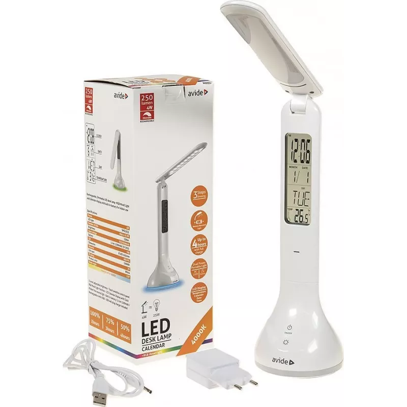 Avide LED-bureaulamp RGB kalender wit 4W 250lm