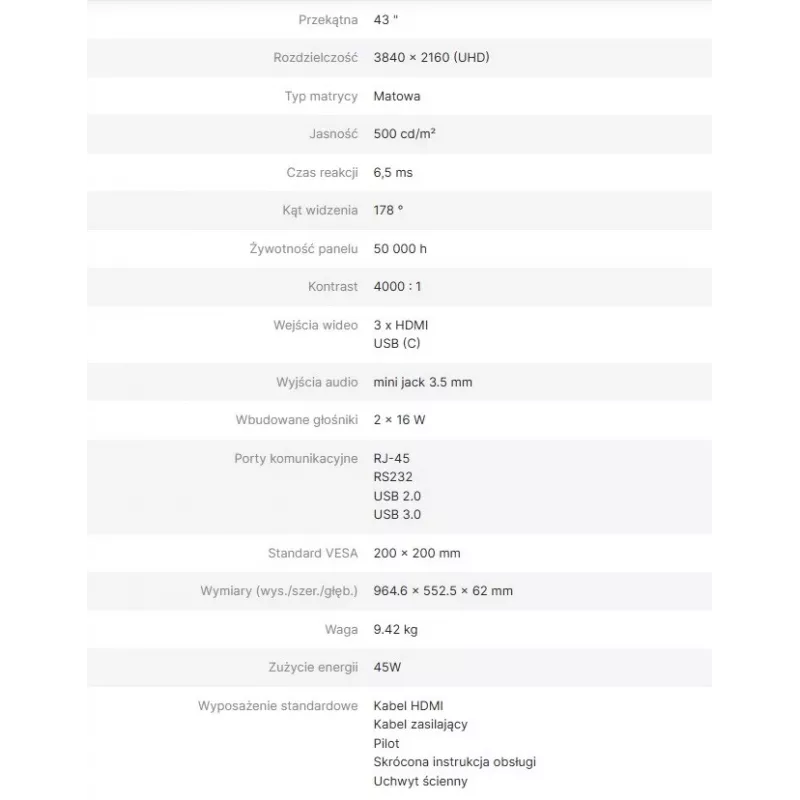 AVTEK DS2 43 4K UHD informatiemonitor
