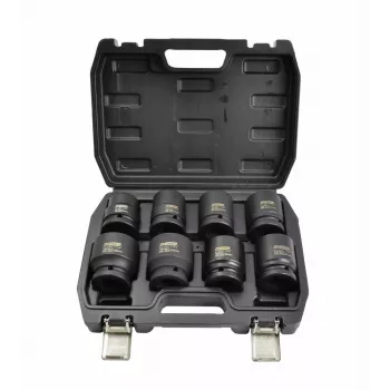 AWTOOLS Black Line 3/4 inch Slagschroevendraaier-Dopsleutelset, 8-delig, 24-38mm, kort, Cr-Mo