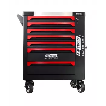 AWTOOLS 7-laden werkplaatskar met zijwandkast Black Line