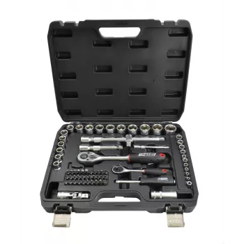 AWTOOLS 72-delige dopsleutelset 1/2 inch & 1/4 inch aandrijving BLACK LINE
