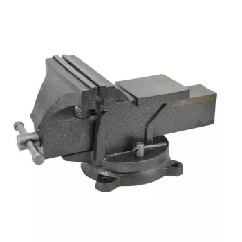 AWTOOLS AW24207 bankschroef met draaivoet 100mm gietijzer met aambeeld