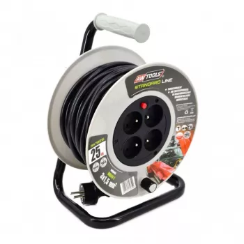 AWTOOLS AW70217 verlengsnoer 25m 4 stopcontacten IP44 3680W