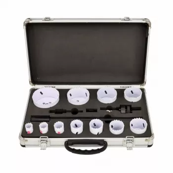 AWTOOLS bimetaal gatenzaagset 19-76 mm 15-delig BLACK LINE metaalkoffer