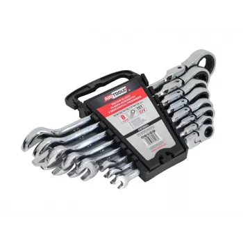 AWTOOLS combinatietangenset met ratel, 8-delig, 8-22mm, chroom-vanadiumstaal, DIN 3113
