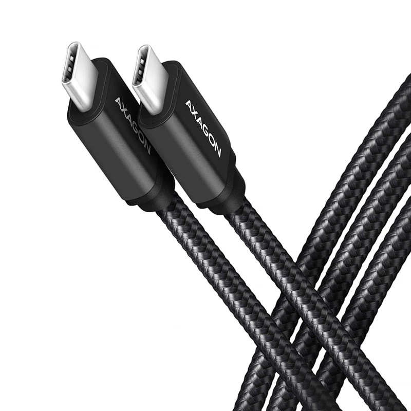 AXAGON BUCM-CM15AB USB-C-naar-USB-C 2.0-kabel, 1,5 m, PD 60 W, 3 A, gevlochten – zwart