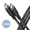 AXAGON BUCM-CM15AB USB-C-naar-USB-C 2.0-kabel, 1,5 m, PD 60 W, 3 A, gevlochten – zwart