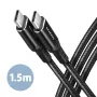 AXAGON BUCM-CM15AB USB-C-naar-USB-C 2.0-kabel, 1,5 m, PD 60 W, 3 A, gevlochten – zwart