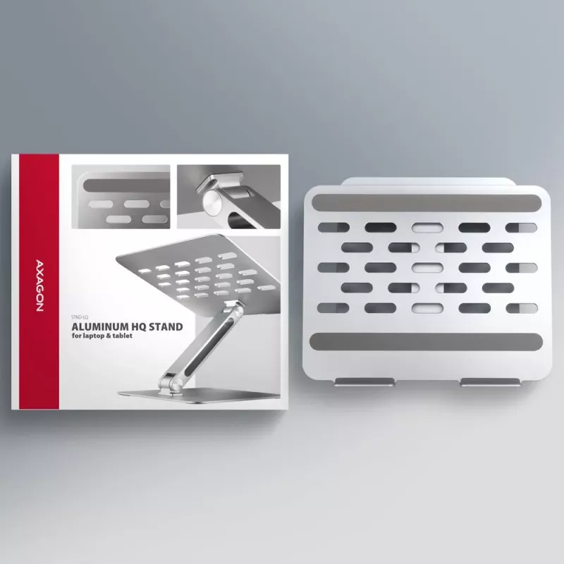 AXAGON STND-LQ aluminium notebookstandaard voor 10-16 inch laptops, zilver