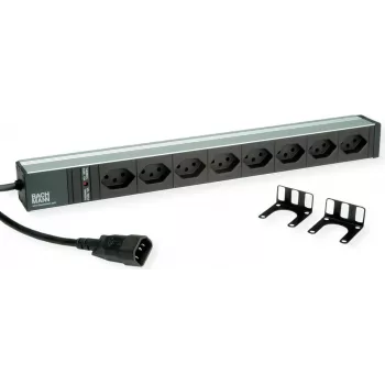 Bachmann 19 inch 1U 8-voudige C13 90° haakse PDU met C14-ingang, 2m kabel (800.4023)
