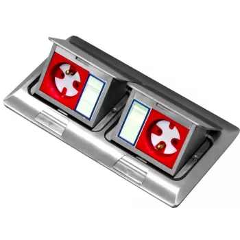 BACHMANN Mini Floor Box 2x3M - dubbele tafel- en vloerbox voor 45x45-mm-modules, klapdeksel, grijs