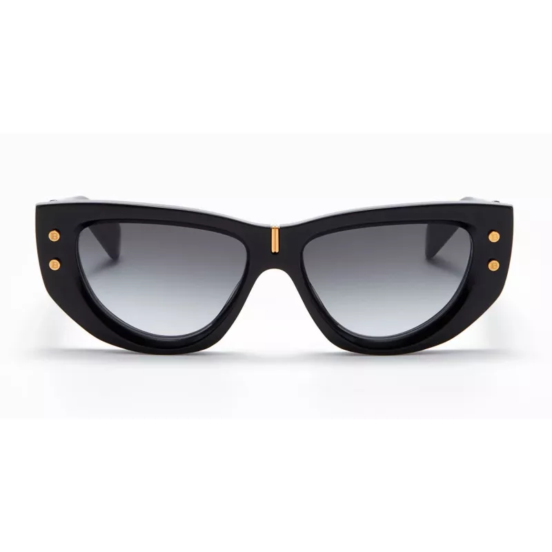 Balmain BPS-151A-55 Dames zonnebril Zwart Acetaat Grijs Polycarbonaat glas 55 mm