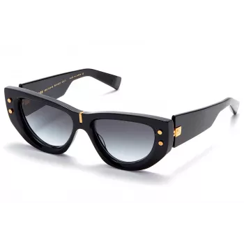 Balmain BPS-151A-55 Dames zonnebril Zwart Acetaat Grijs Polycarbonaat glas 55 mm