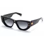 Balmain BPS-151A-55 Dames zonnebril Zwart Acetaat Grijs Polycarbonaat glas 55 mm