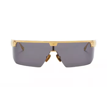BALMAIN Unisex Zonnebril BPS-147A-142 Zwart acetaat montuur vierkant grijze nylon glazen 43/27/147 mm