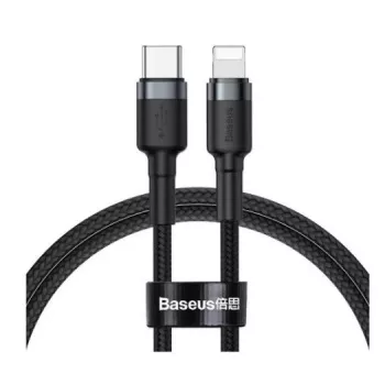 Baseus Cafule Kabel Nylon gevlochten USB-C naar Lightning PD 18W QC3.0 1m Zwart