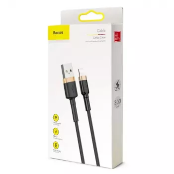 Baseus Cafule Lightning-kabel 2A 3m goud/zwart (CALKLF-RV1)