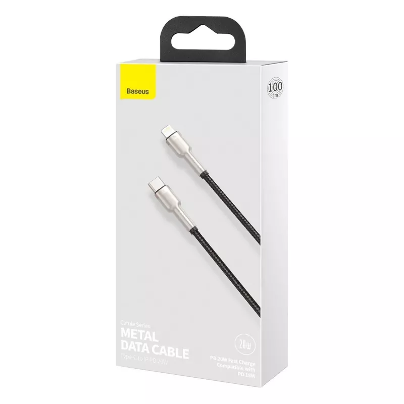 Baseus Cafule Series metalen USB-C naar Lightning kabel PD 20W 1m zwart