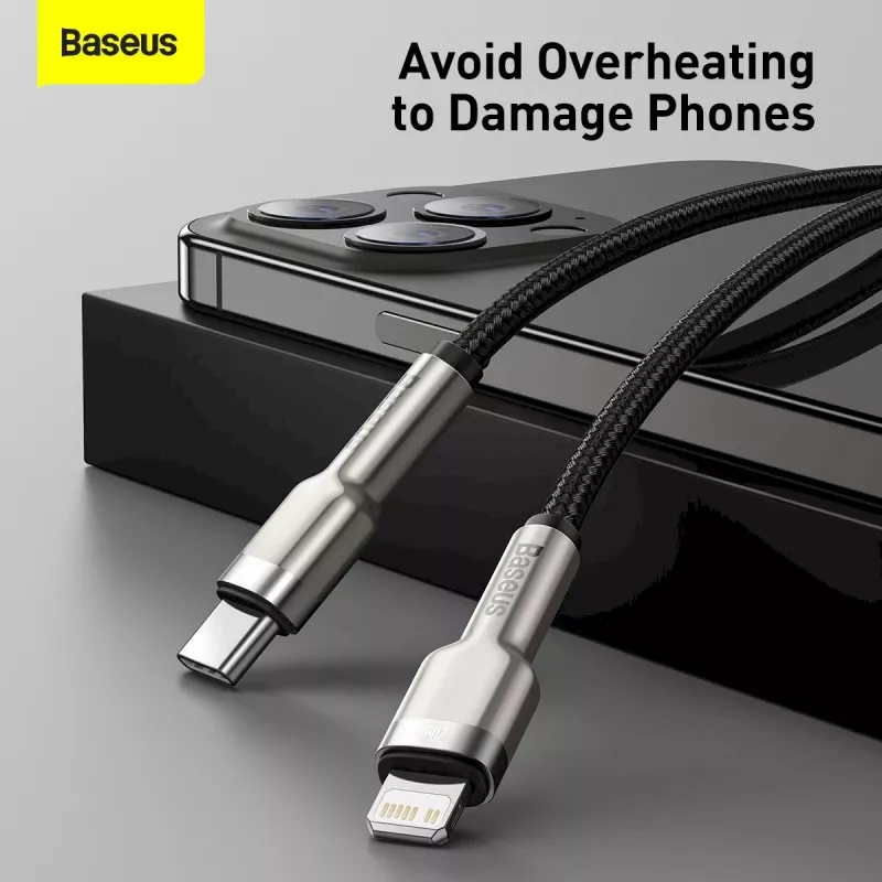 Baseus Cafule Series metalen USB-C naar Lightning kabel PD 20W 1m zwart