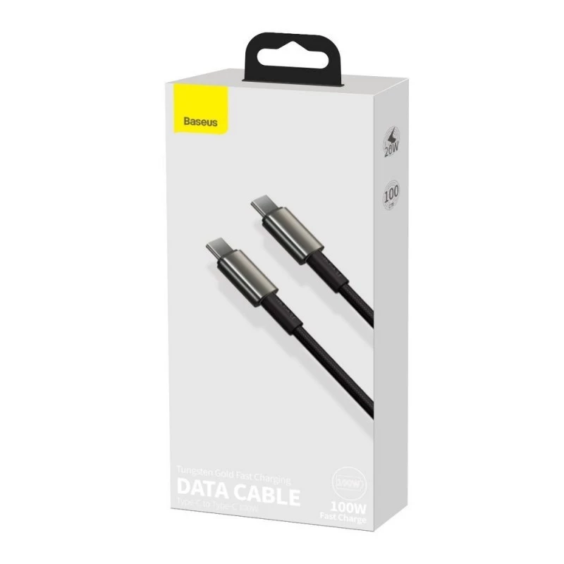 Baseus Tungsten Gold USB-C naar USB-C kabel, 100W, 1 m, zwart
