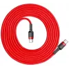 Baseus Cafule USB-C naar USB-C PD 2.0 60W Flash-oplaadkabel, 2m, Rood (CATKLF-H09)