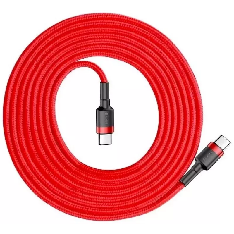 Baseus Cafule USB-C naar USB-C PD 2.0 60W Flash-oplaadkabel, 2m, Rood (CATKLF-H09)