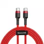 Baseus Cafule USB-C naar USB-C PD 2.0 60W Flash-oplaadkabel, 2m, Rood (CATKLF-H09)