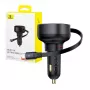Baseus autolader Enjoyment Pro snellader Type-C female, Lightning male (0,75 m) ingebouwde intrekbare kabel, 55W zwart EU
