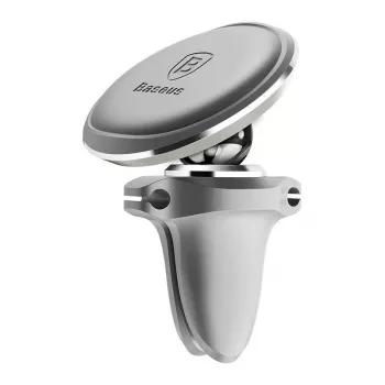 Baseus magnetische autohouder voor telefoon (luchtrooster) 360 graden met kabelclip, zilver