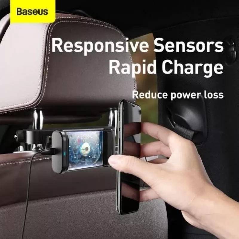 Baseus auto houder draadloze oplader Energy Storage Backseat telefoonhouder 15W zwart (WXHZ-01)