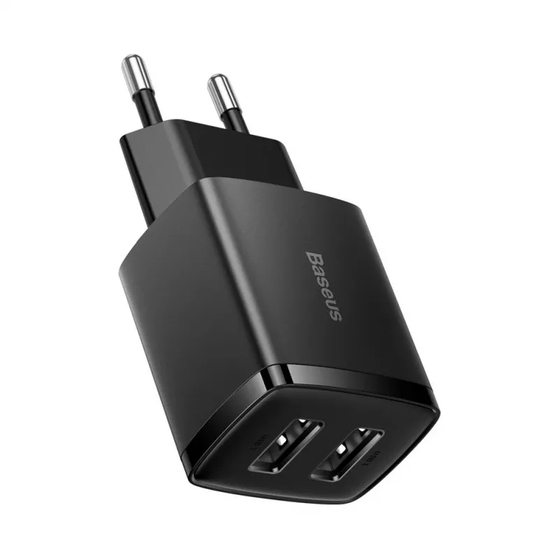 Baseus Compact oplader 2x USB 10.5W zwart
