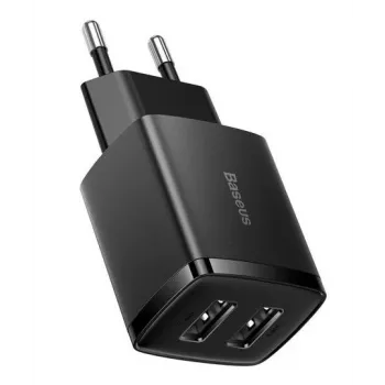 Baseus Compact oplader 2x USB 10.5W zwart