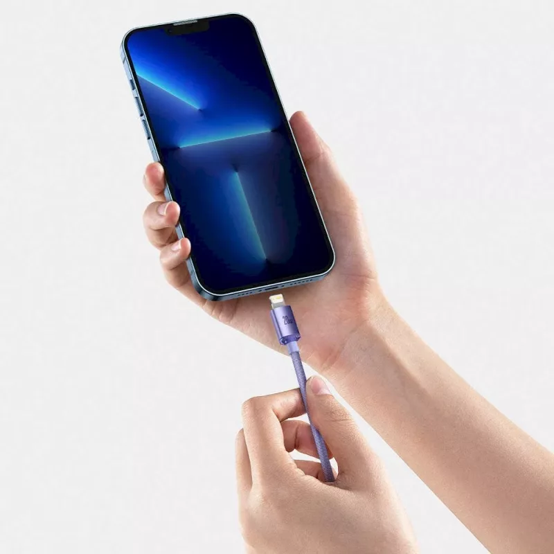 Baseus Crystal Shine-serie USB-C naar Lightning snellaad datakabel 20W 1,2m paars (CAJY000205)