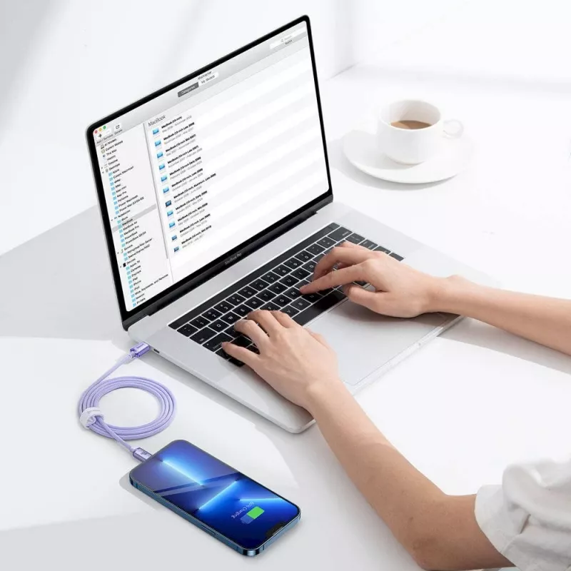 Baseus Crystal Shine-serie USB-C naar Lightning snellaad datakabel 20W 1,2m paars (CAJY000205)