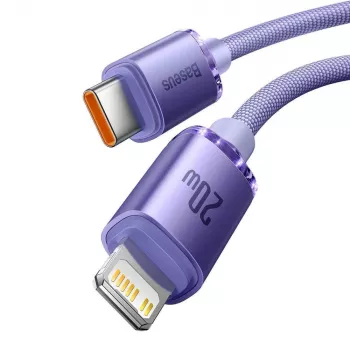 Baseus Crystal Shine-serie USB-C naar Lightning snellaad datakabel 20W 1,2m paars (CAJY000205)