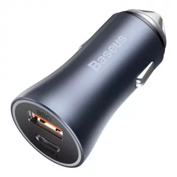 Baseus Golden Contactor Pro auto-oplader 40W USB-A USB-C QC4.0+ PD SCP grijs