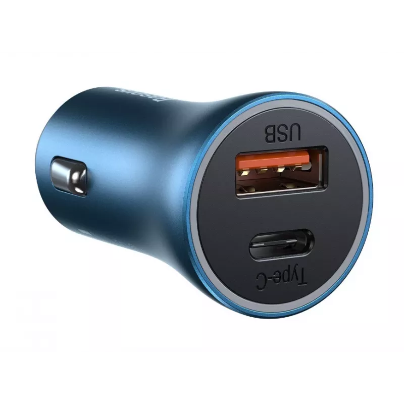 Baseus Golden Contactor Pro dual quick autolader 40W met USB-C naar Lightning kabel 1m blauw