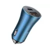 Baseus Golden Contactor Pro dual quick autolader 40W met USB-C naar Lightning kabel 1m blauw