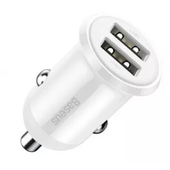 Baseus Grain Pro autolader 2x USB 4.8A wit